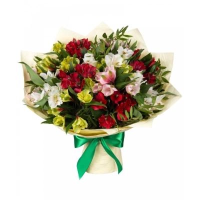 Букет «Теплые чувства» – разноцветные альстромерии с нежным посылом Белая Калитва Ростовская область