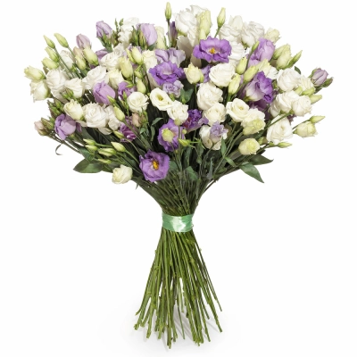 Изысканный букет из белых и фиолетовых эустом – гармония контрастов Белая Калитва Ростовская область