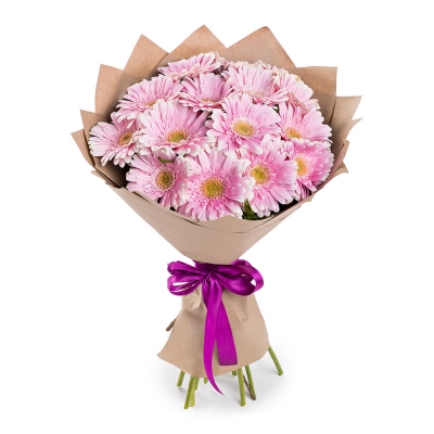 Нежный букет из 15 розовых гербер – воплощение трогательных чувств Белая Калитва Ростовская область