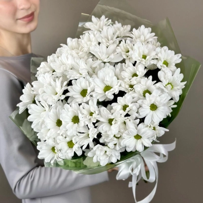 Букет «Мечты о лете» – свежесть белых хризантем Белая Калитва Ростовская область