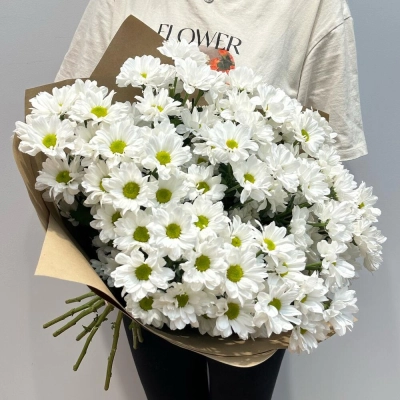 Букет «Летняя свежесть» – дыхание лета в белых хризантемах Белая Калитва Ростовская область