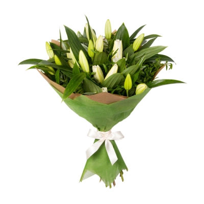 Нежный букет из лилий с фисташкой – элегантность в каждой детали Белая Калитва Ростовская область