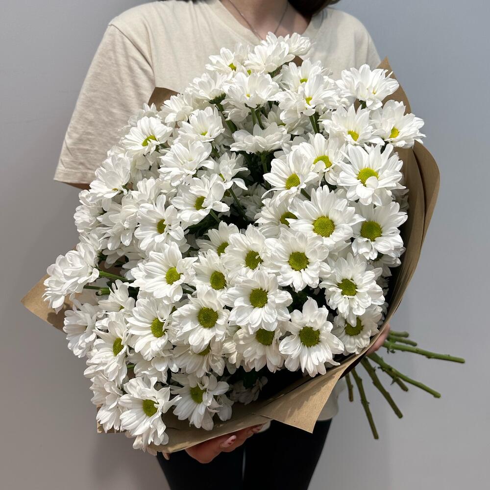 Букет «Летняя свежесть» – дыхание лета в белых хризантемах Белая Калитва Ростовская область