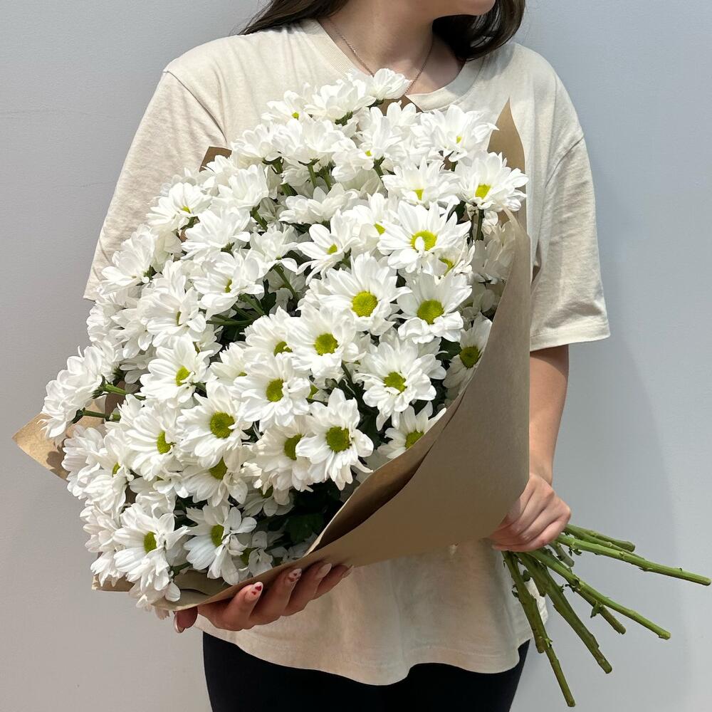 Букет «Летняя свежесть» – дыхание лета в белых хризантемах Белая Калитва Ростовская область