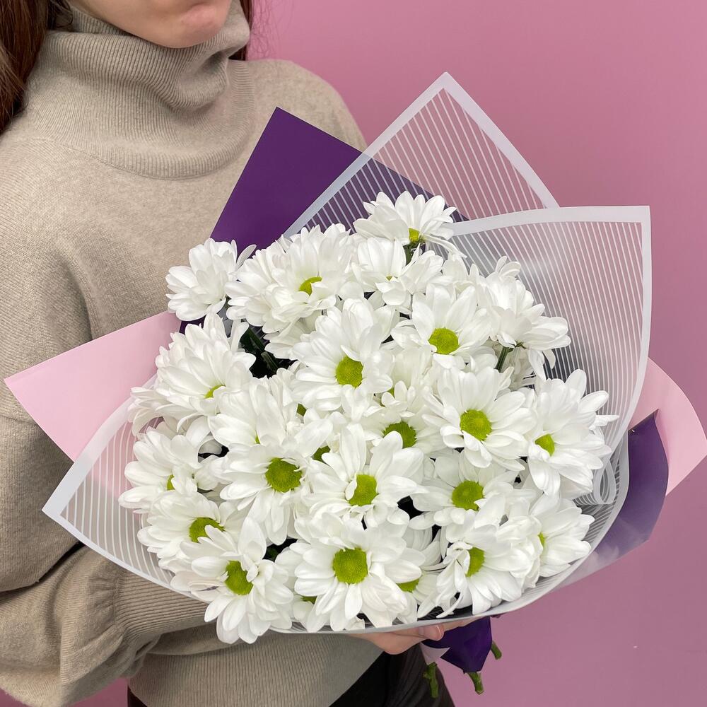 Букет «Весеннее настроение» – свежесть белых хризантем Белая Калитва Ростовская область