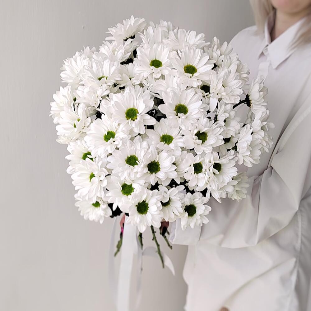 Букет «Ромашка» – 9 белоснежных хризантем в деревенском стиле Белая Калитва Ростовская область