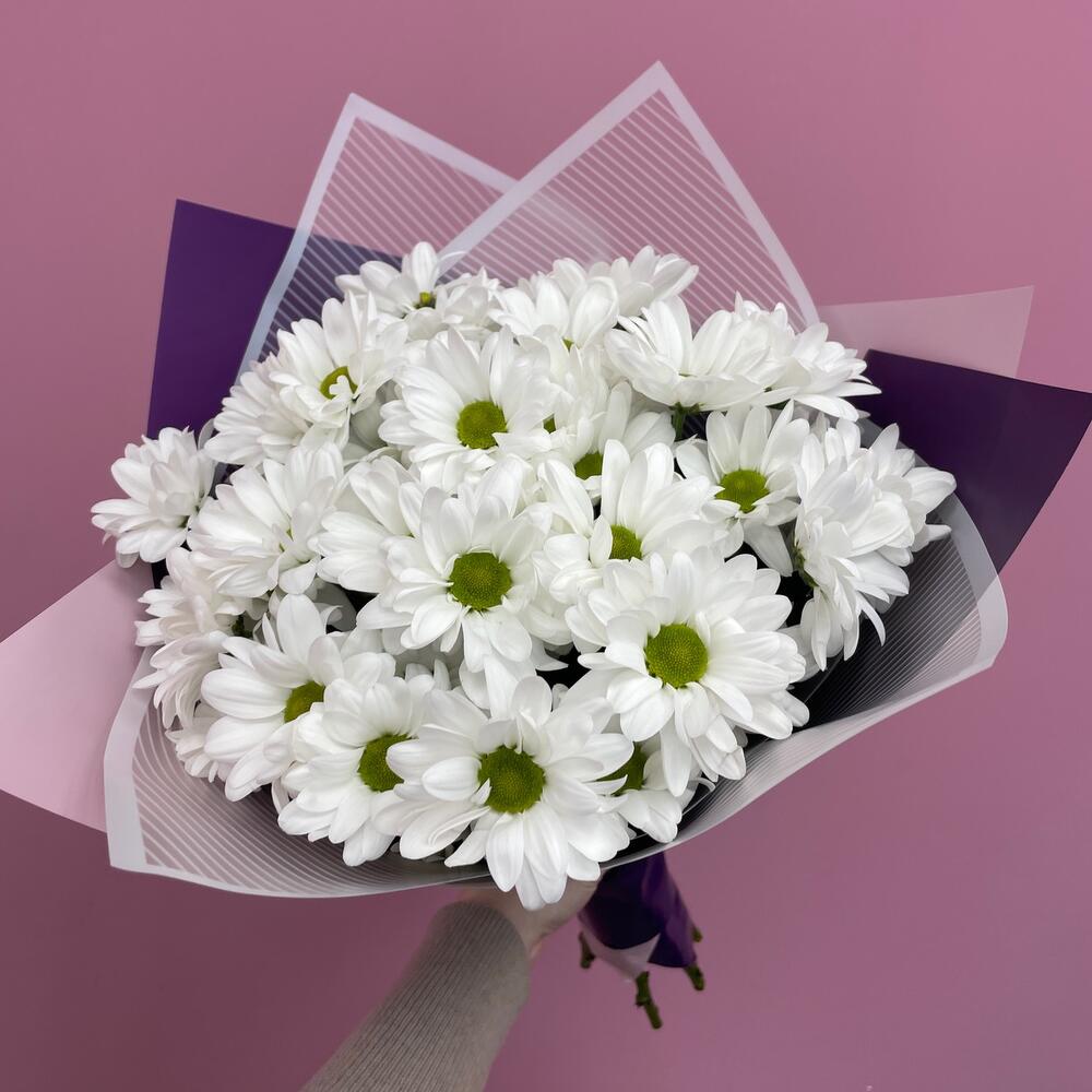 Букет «Весеннее настроение» – свежесть белых хризантем Белая Калитва Ростовская область